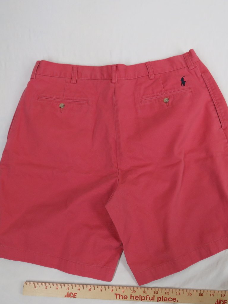 Vintage Polo Ralph Lauren Tyler Fit Shorts Men's 33 Coral Pink Pleated Chino Y2k